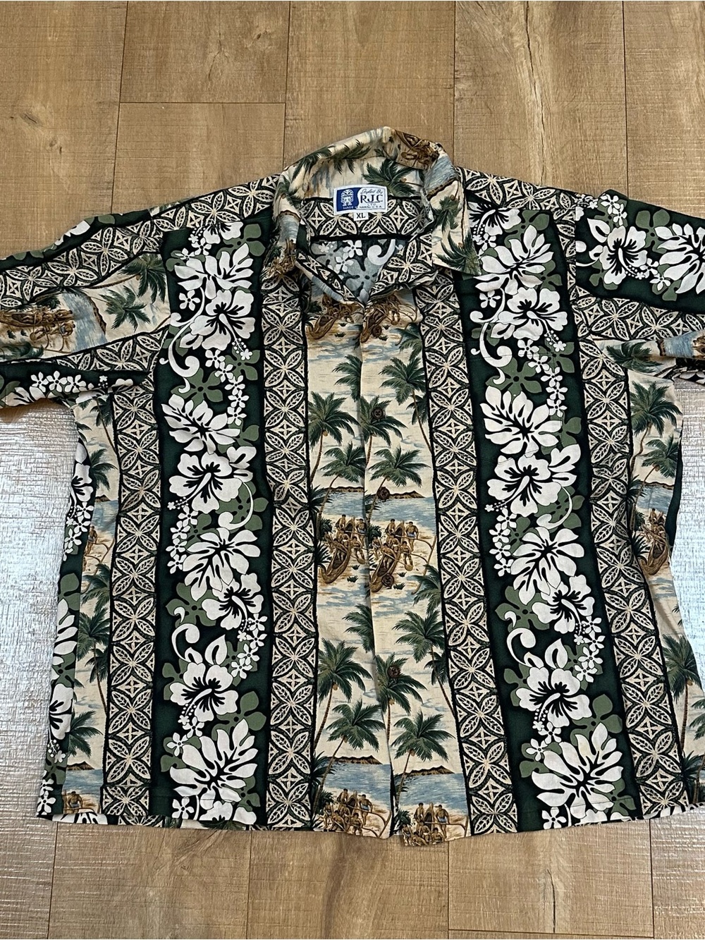 RJC Relaxed Fit Green Tropical Print Hawaiian Shirt